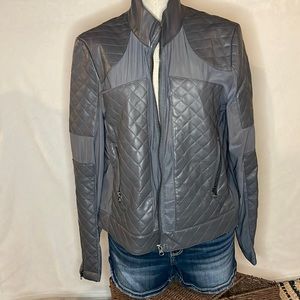 BKE grey faux leather jacket with mesh. Size XL.